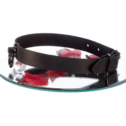 SiaLinda: Halsband Leder mit großem O-Ring 20mm, Serie Nummer 12 Black, Geschenkverpackung - SiaLinda.com